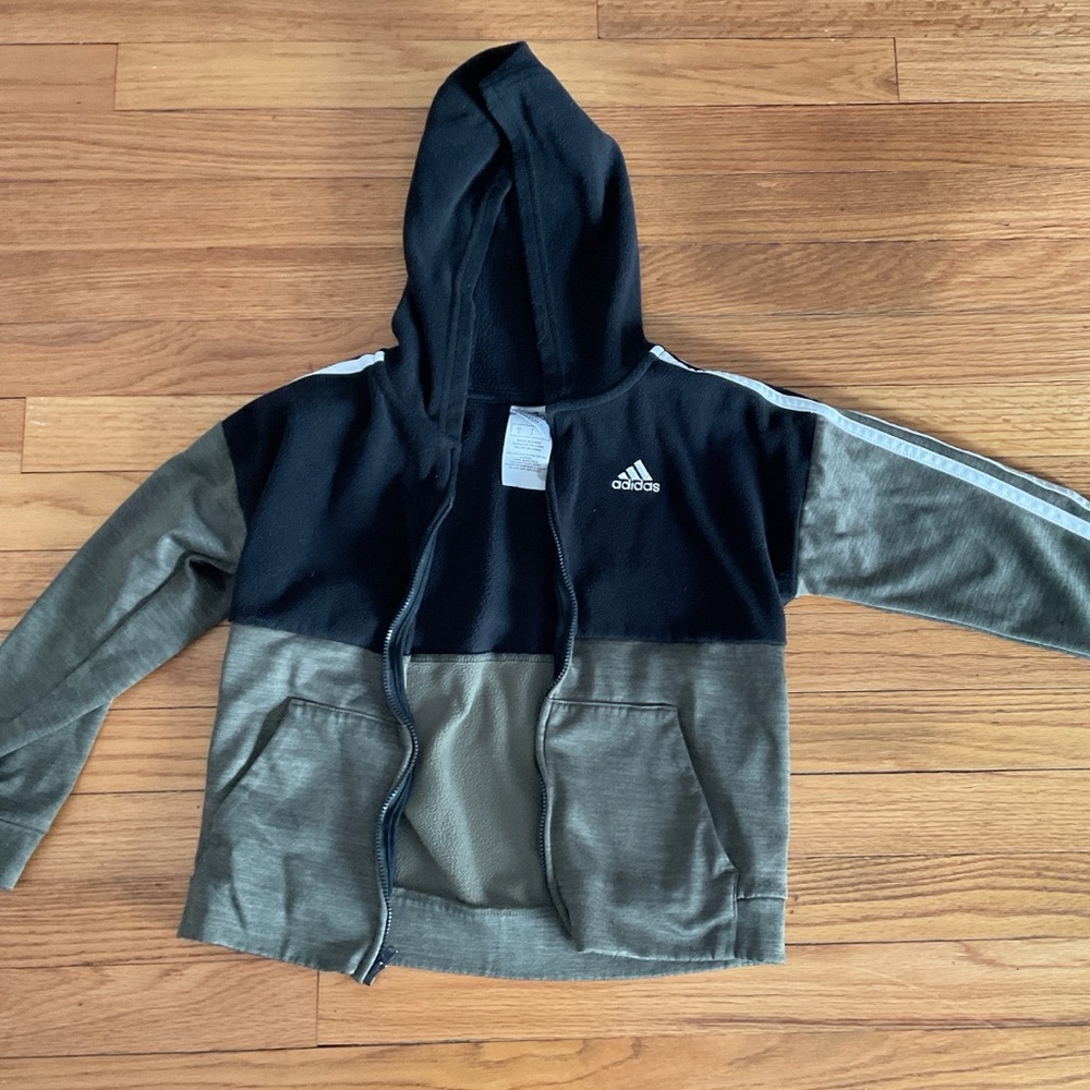 Green and Black Adidas Kids Zip-Up